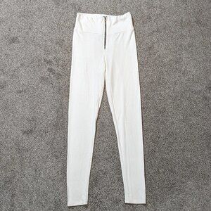 WOMEN'S "Love Culture" White Zippered Yoga Leggings Activewear; Size XS